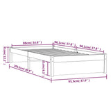 Bed Frame without Mattress Honey Brown Solid Wood 90x200 cm 814937