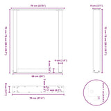 Dining Table Legs U-Shaped 3 pcs Natural Steel 70x cm Steel 4013203