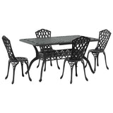 Garden Dining Set 5 pcs Black Aluminium 3334669