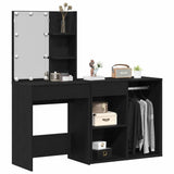 LED Dressing Table Set with Drawer Black Oak 140 x 40 x 140 cm 3333045