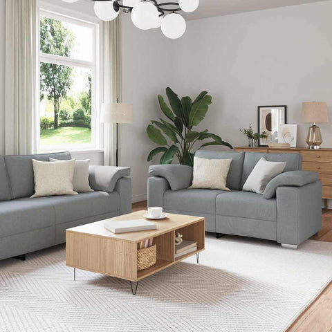 Sofa Set with Cushion 3 pcs Grey 219 x 77 x 82 cm Fabric 3324658