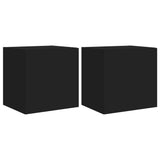 TV Wall Cabinets with LED Lights 2 pcs Black 40.5x35x40 cm 837249