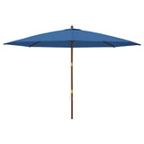 Garden Parasol with Wooden Pole Azure Blue 400x273 cm 363182
