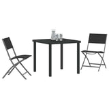 Garden Dining Set Folding 3 pcs Black Powder-Coated Steel 3379373