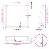 Dining Table Legs U-Shaped 2 pcs Black 80x cm Steel 4012796