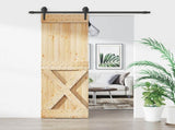 Sliding Door Natural and Black 70 x 210 cm Solid Pine Wood 3445129