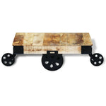 ZNTS Coffee Table with Wheels Rough Mango Wood 243280