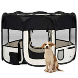 171006 Foldable Dog Playpen with Carrying Bag Black 110x110x58 cm