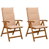 Reclining Garden Chairs 2 pcs Natural Solid Acacia Wood 42041429