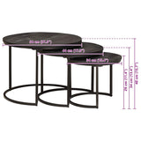 Nesting Coffee Tables 3 pcs Black Solid Mango Wood and Steel 4104638