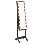 Free-Standing Mirror with LED Black 34x37x146 cm 351767