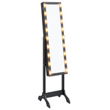 Free-Standing Mirror with LED Black 34x37x146 cm 351767