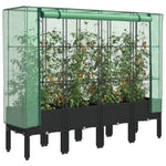 ZNTS Raised Bed with Greenhouse Cover Rattan Look 160x40x140 cm 4015821