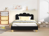 Children's Bed Frame with Headboard Black 80 x 160 cm Fabric 42011046