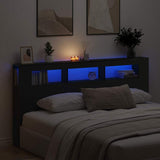 LED Headboard Black Oak 200 x 18.5 x 103.5 cm Engineered Wood 863116