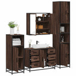 ZNTS 4 Piece Bathroom Furniture Set Brown Oak Engineered Wood 3301204