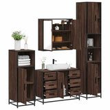 ZNTS 4 Piece Bathroom Furniture Set Brown Oak Engineered Wood 3301204
