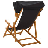 Deck Chair 2 pcs 3 Position Solid Eucalyptus Wood Black 3407813