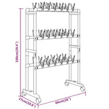 Shoe Rack with Wheels Silver 66x27x100 cm 344371