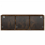 Wall Cabinet with Glass Doors Smoked Oak 102x37x35 cm 836515