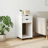 Rolling Cabinet White 34 x 39 x 65.5 cm Solid Pine Wood 42028353