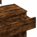 Dressing Table with LED Smoked Oak 100x40x130 cm 848196