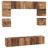 TV Cabinet Set Wall-mounted 8 pcs Old Wood Engineered Wood 3393333