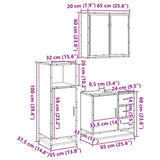 ZNTS 3 Piece Bathroom Furniture Set Black Engineered Wood 3300955