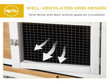 Wooden Rabbit Hutch, Guinea Pig Cage, with Removable Tray, Wheels - Grey T3398P350083