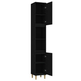 Bathroom Cabinet Black 30x30x190 cm Engineered Wood 819789