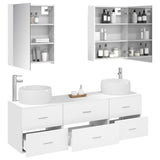 Bathroom Furniture Set 5 pcs White Engineered Wood and Glass 3407007