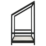 Kids Bed Frame Black 2x cm Solid Wood Pine 3200597