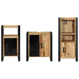 Bathroom Furniture Set 3 pcs Brown and Black Solid Mango Wood 3305610