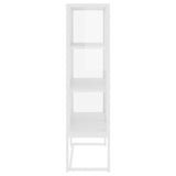 Highboard White 80x35x135 cm Steel and Tempered Glass 335884