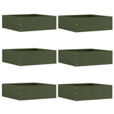 Lawn Edging 6 pcs Olive Green 40 x 40 x 13 cm Steel 874709