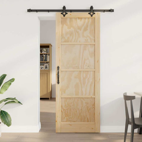 Sliding Door Set Manual Natural and black 78 x 211 cm 3333612