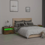 Bedside Cabinets 2 pcs with LED Lights Smoked Oak 60x35x40 cm 3152827