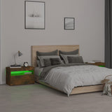 ZNTS Bedside Cabinets 2 pcs with LED Lights Smoked Oak 60x35x40 cm 3152827