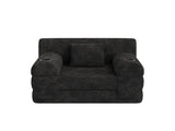 1-Seater Sleeper Sofa, Compressed Corduroy Sofa with High Backrest, Metal Frame, High-Density Foam, W3779P501236