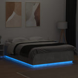 Bed Frame with LED without Mattress Concrete Grey 160x200 cm 3209600