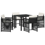 Garden Dining Set 5 pcs Black Poly Rattan 3380769