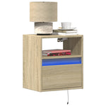 ZNTS Wall-mounted Bedside Cabinet with LED Lights Sonoma Oak 3307979