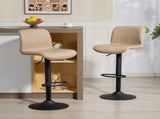 Bar Stools Set of 2, PU Leather Barstools with Backrest and Footrest for Kitchen, Counter, Breakfast T3398P423524