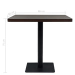 ZNTS Bistro Table MDF and Steel Square 80x80x75 cm Dark Ash 245611