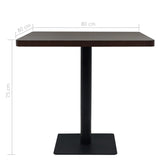 ZNTS Bistro Table MDF and Steel Square 80x80x75 cm Dark Ash 245611