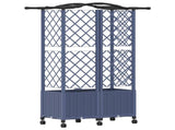 Raised Bed with Trellis and Roof Grey 122 x 40 x 144 cm PP 3423023