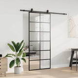 Sliding Door with Hardware Set Black 90x205 cm ESG Glass 3375851