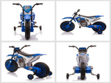 12V Kids Electric Motorcycle Ride-On, with Training Wheels, for Ages 3-6 Years - Blue T3398P348282