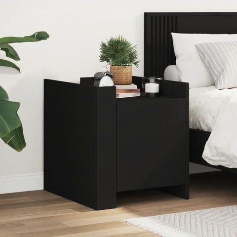 ZNTS Bedside Cabinet Black 45x50x50 cm Engineered Wood 848298