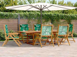 7 Piece Garden Dining Set Leaf Pattern Fabric and Solid Wood 3281740